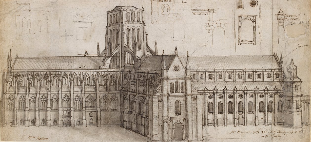 La vecchia cattedrale di St. Paul da nord-est, metà del XVII secolo da Wenceslaus Hollar