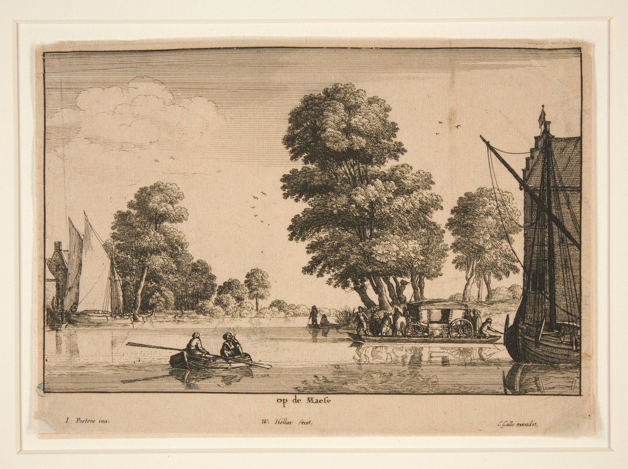 Sulla Mosa [Veduta fluviale] da Wenceslaus Hollar