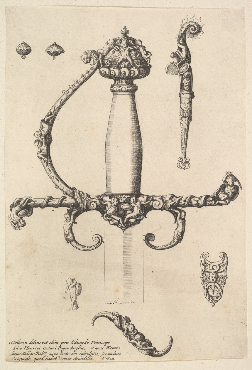Impugnatura di spada ornamentale, 1642 da Wenceslaus Hollar