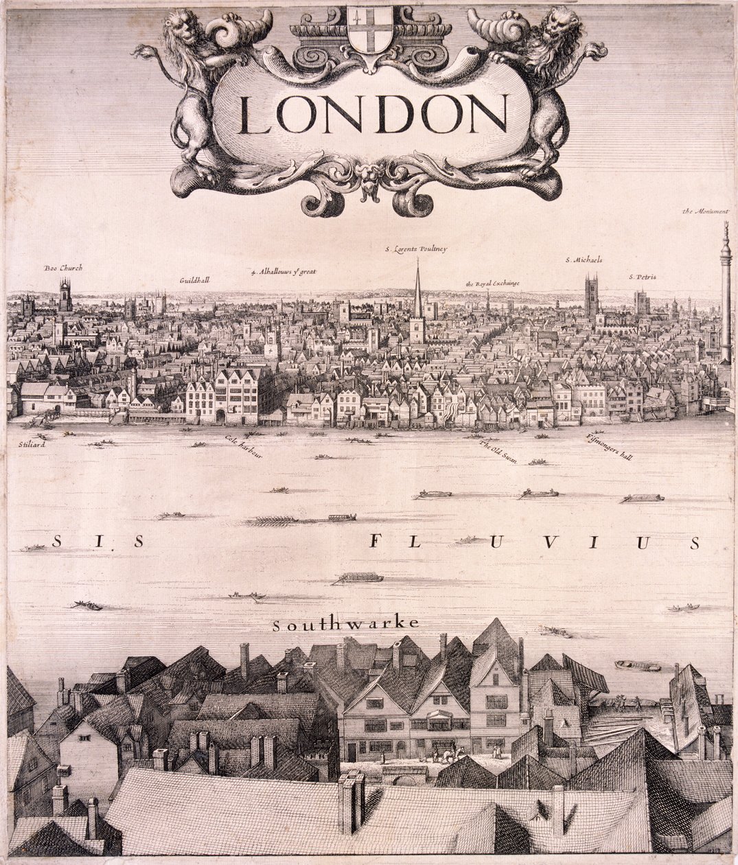 Veduta panoramica di Londra, c1670 da Wenceslaus Hollar