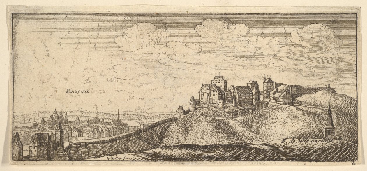 Passavia, da "Vedute tedesche" da Wenceslaus Hollar