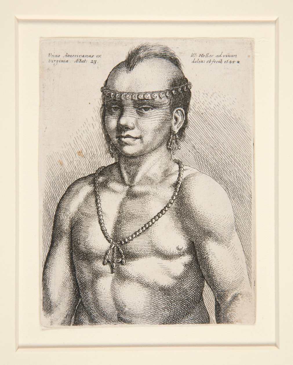Ritratto di un nativo americano, probabilmente il guerriero chiamato Jaques, proveniente dal Musée-Delaware Nation da Wenceslaus Hollar