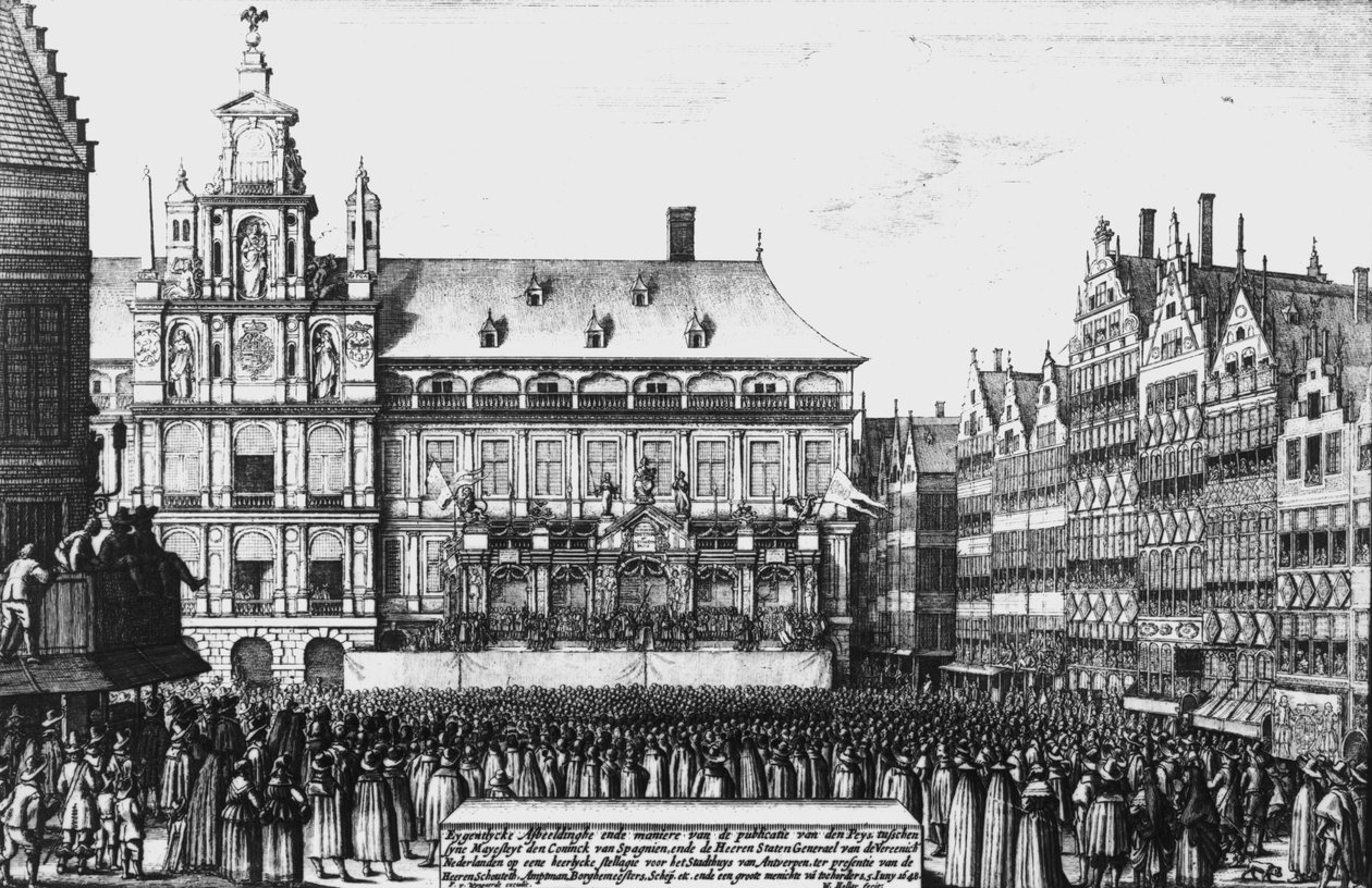 Proclamazione della pace di Westfalia nel 1648, inciso da F. Wyngaerde da Wenceslaus Hollar