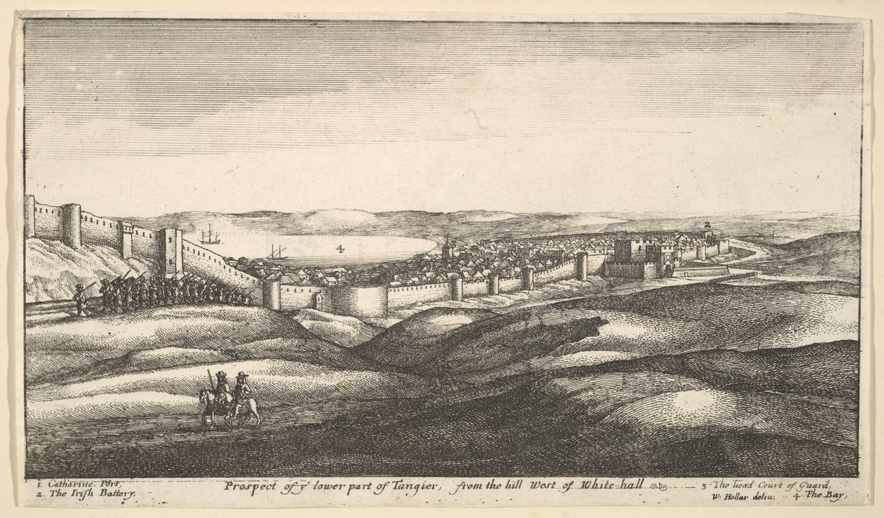 Veduta della parte inferiore di Tangeri, dalla collina a ovest di White-hall da Wenceslaus Hollar