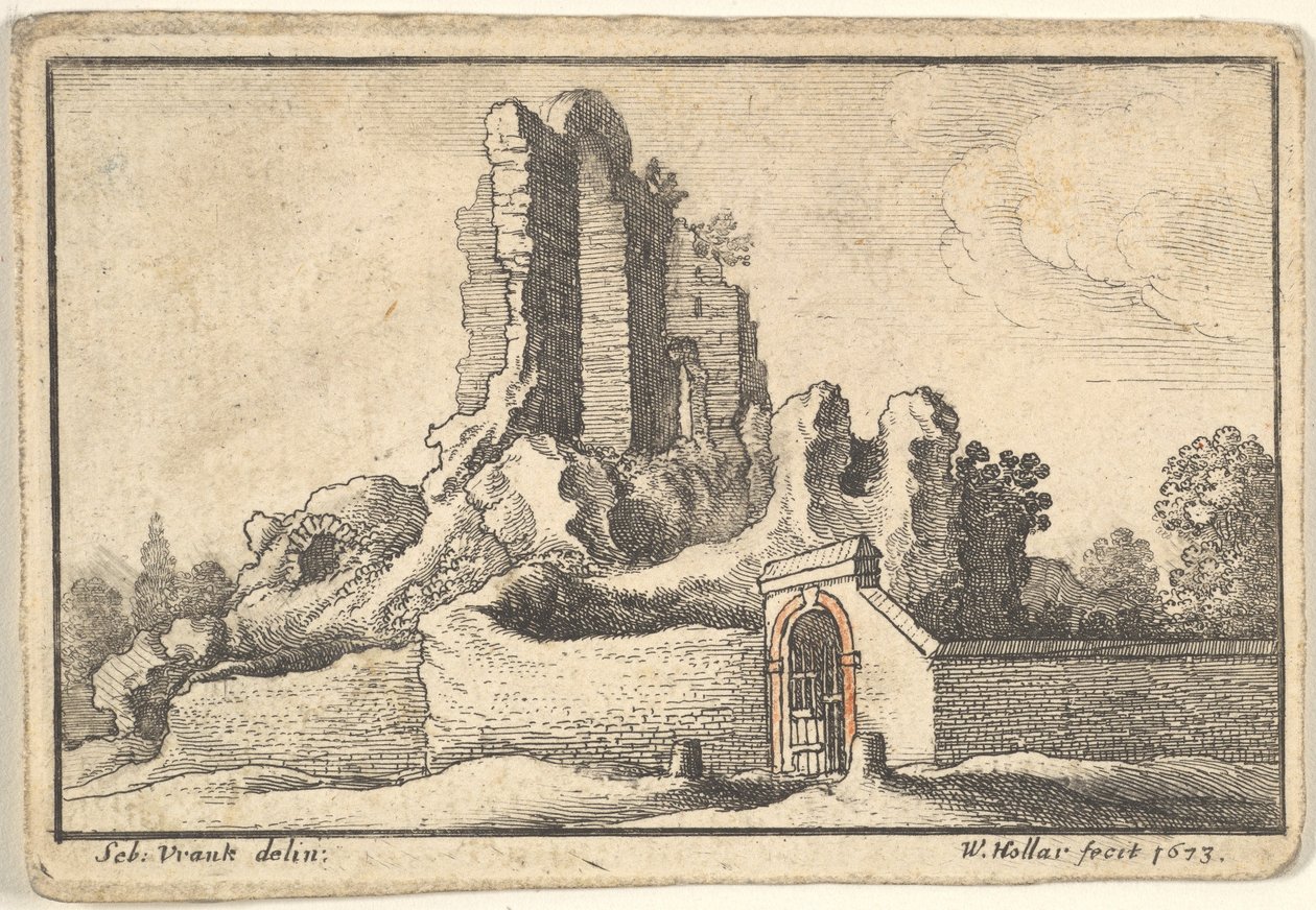Rovine e un cancello sbarrato sul colle Esquilino a Roma da Wenceslaus Hollar