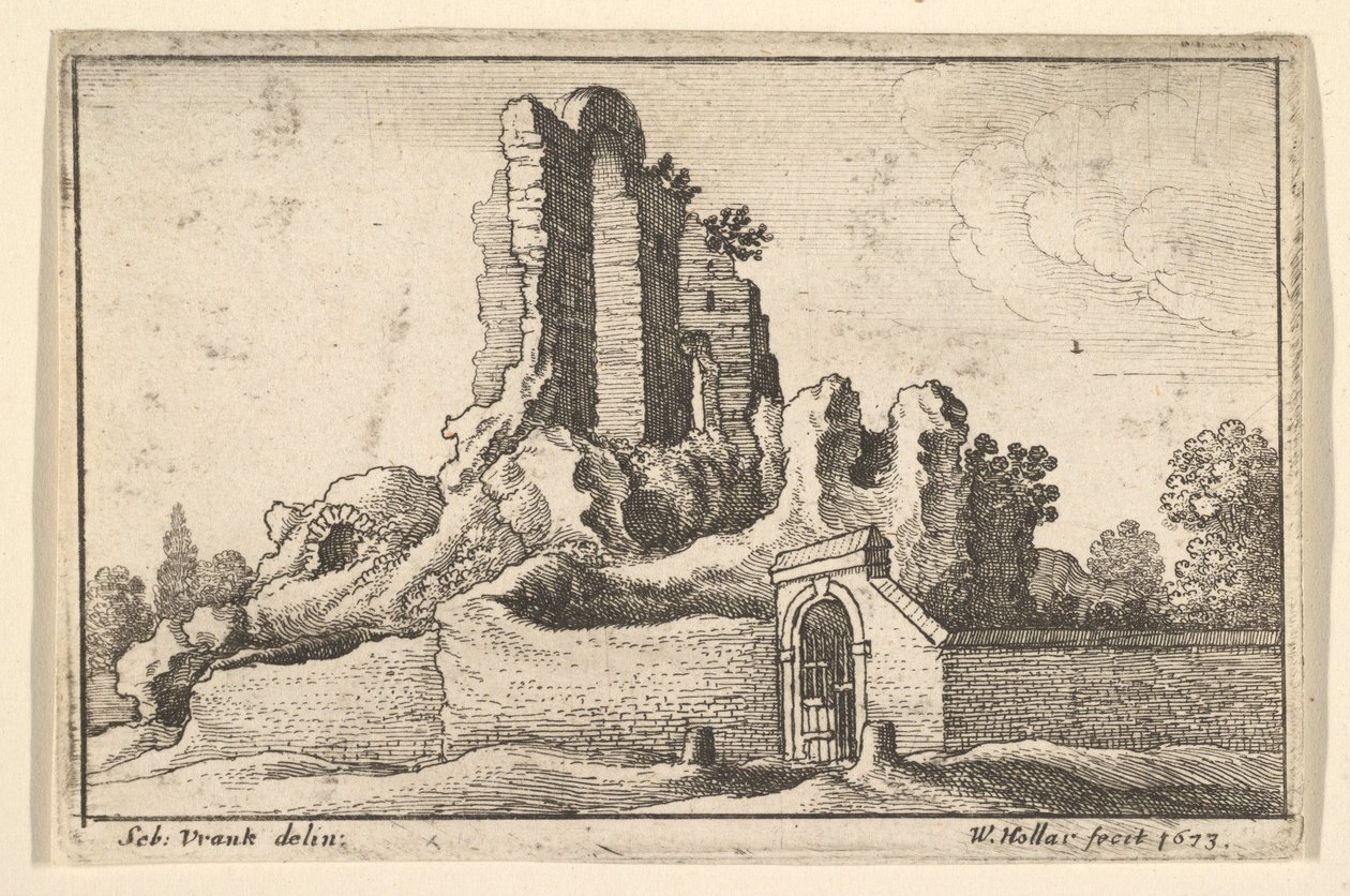 Rovine e un cancello sbarrato sul Colle Esquilino a Roma da Wenceslaus Hollar