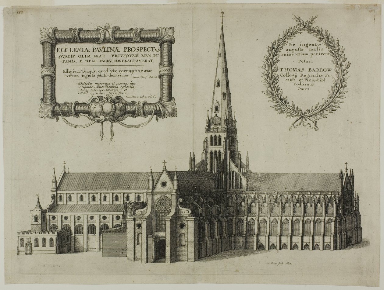 San Paolo da sud con la guglia da Wenceslaus Hollar