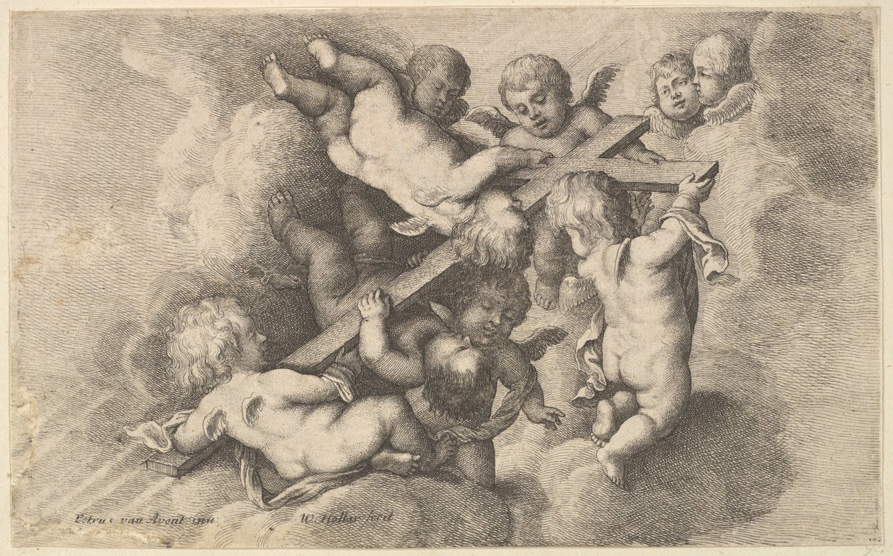 Sette putti che portano la croce, 1646 da Wenceslaus Hollar