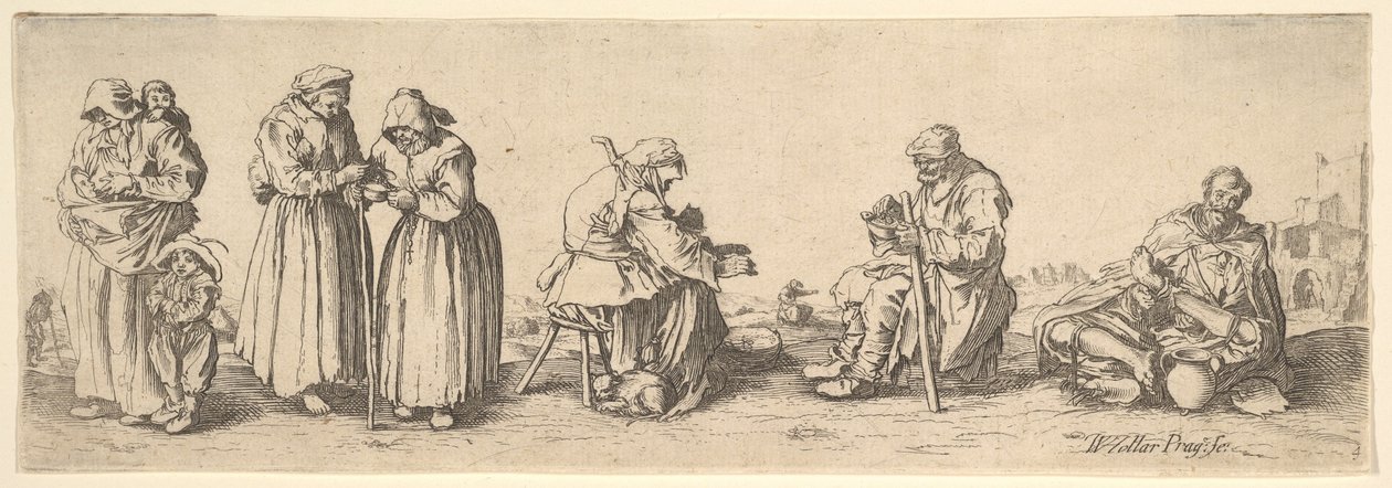 Sei mendicanti, 1630 da Wenceslaus Hollar