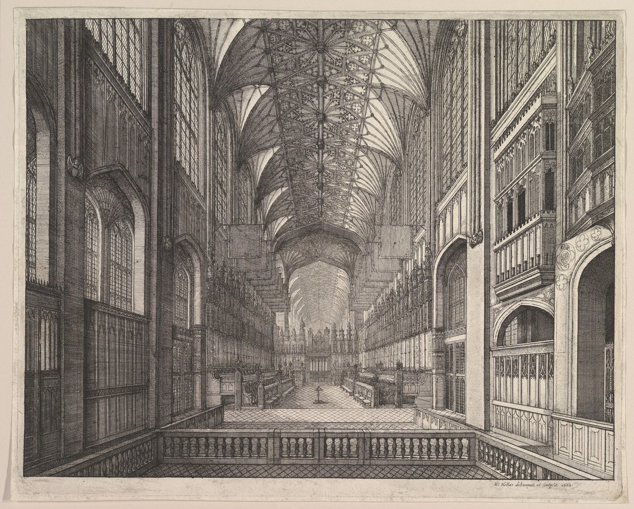 Coro della cappella di San Giorgio, Windsor (da "The Order of the Garter" di Elias Ashmole, 1672) da Wenceslaus Hollar