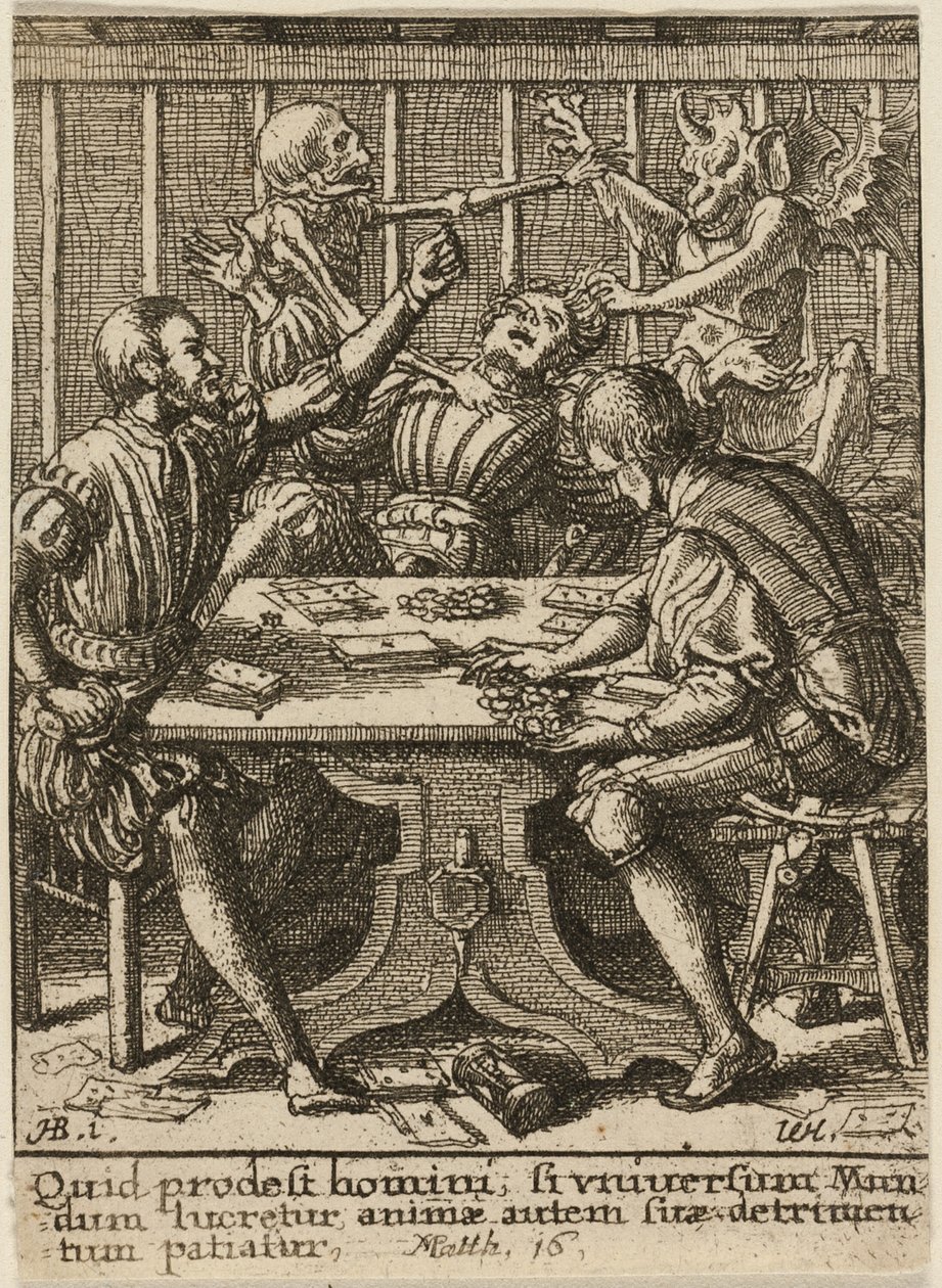I giocatori e la morte, da La danza della morte da Wenceslaus Hollar