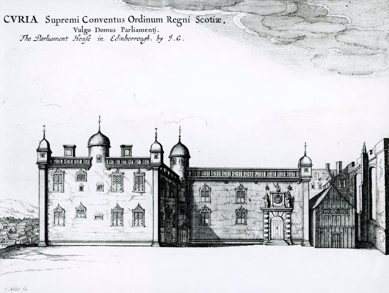 La Casa del Parlamento a Edimburgo (incisione) da Wenceslaus Hollar