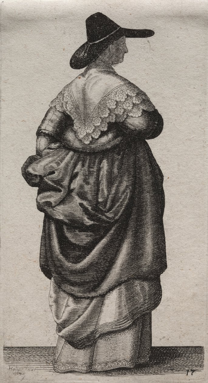Gli abiti delle donne inglesi, dalla nobiltà alle contadine di questi tempi: La donna con cappello maschile da Wenceslaus Hollar