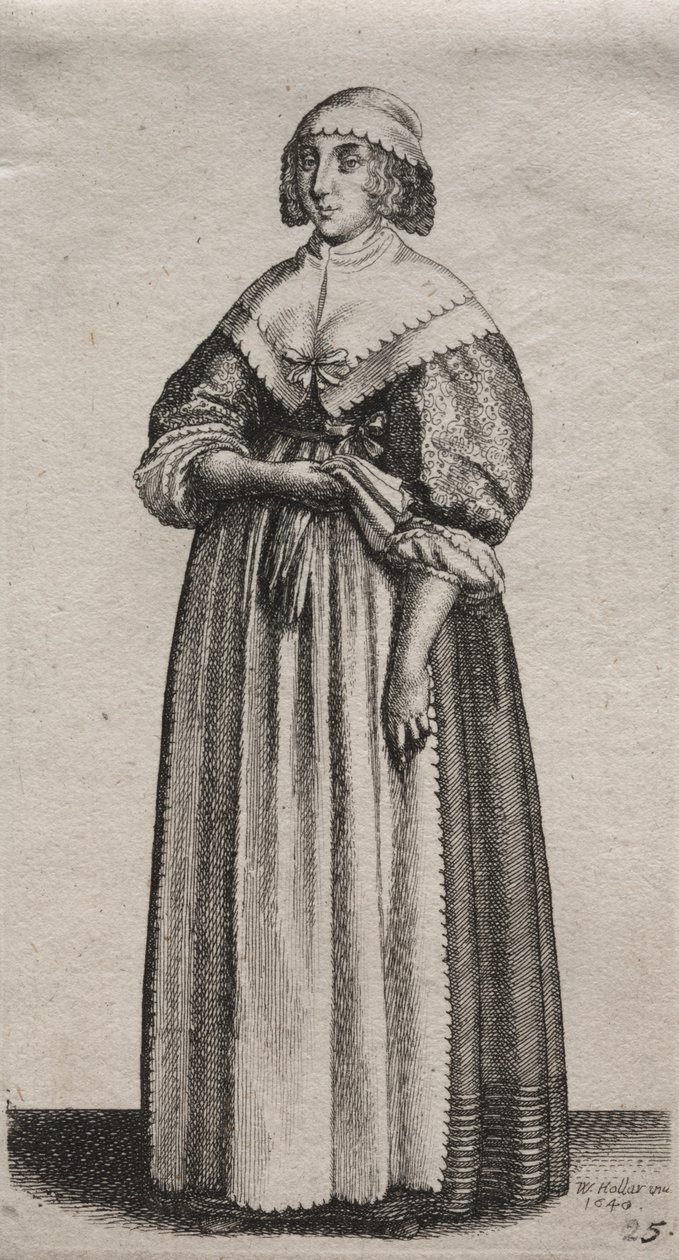 Gli abiti delle donne inglesi, dalla nobiltà alle contadine di questi tempi: La donna con i guanti da Wenceslaus Hollar