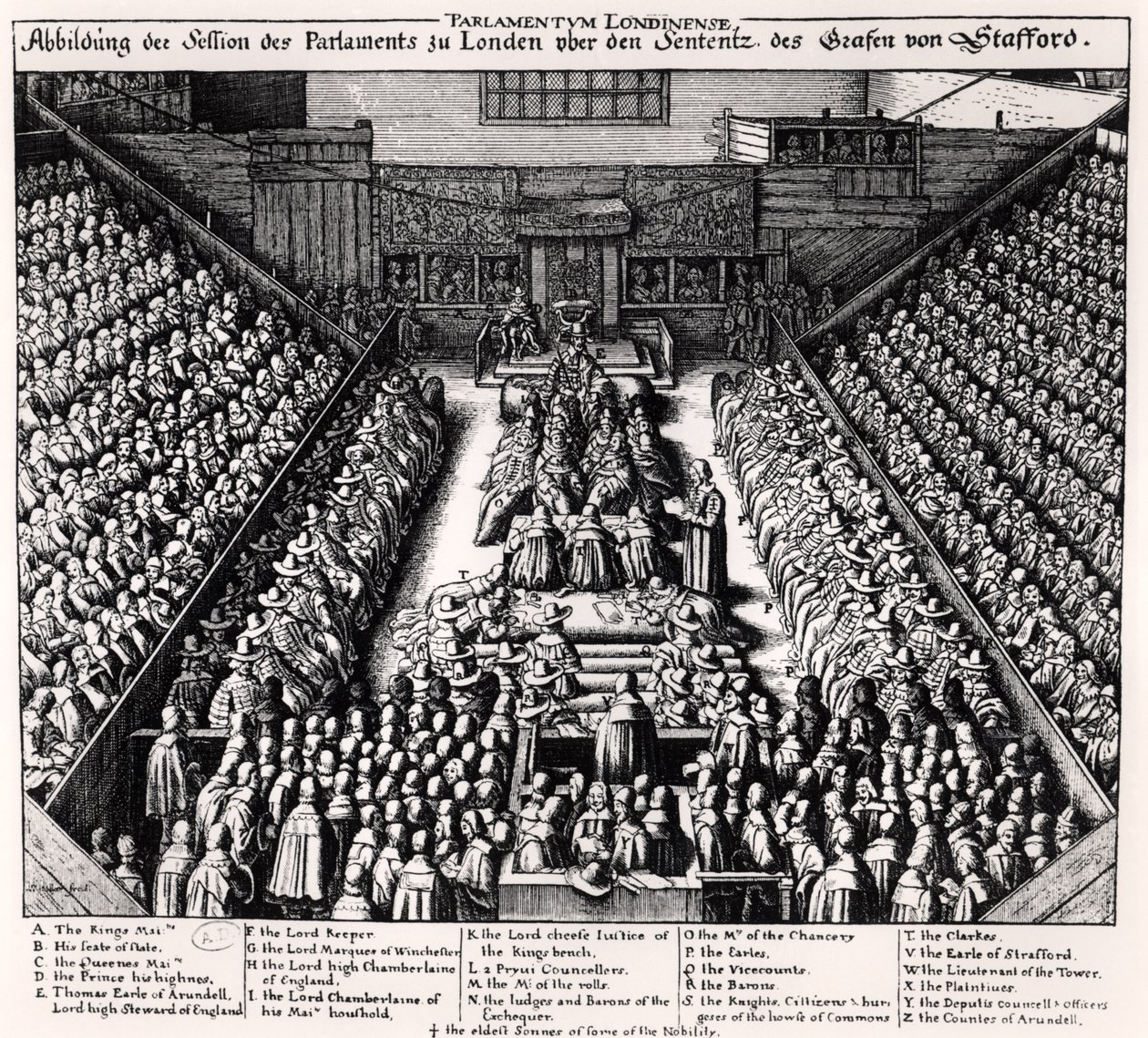 Il processo di Thomas Wentworth (1593-1641) Conte di Strafford nel 1641 da Wenceslaus Hollar