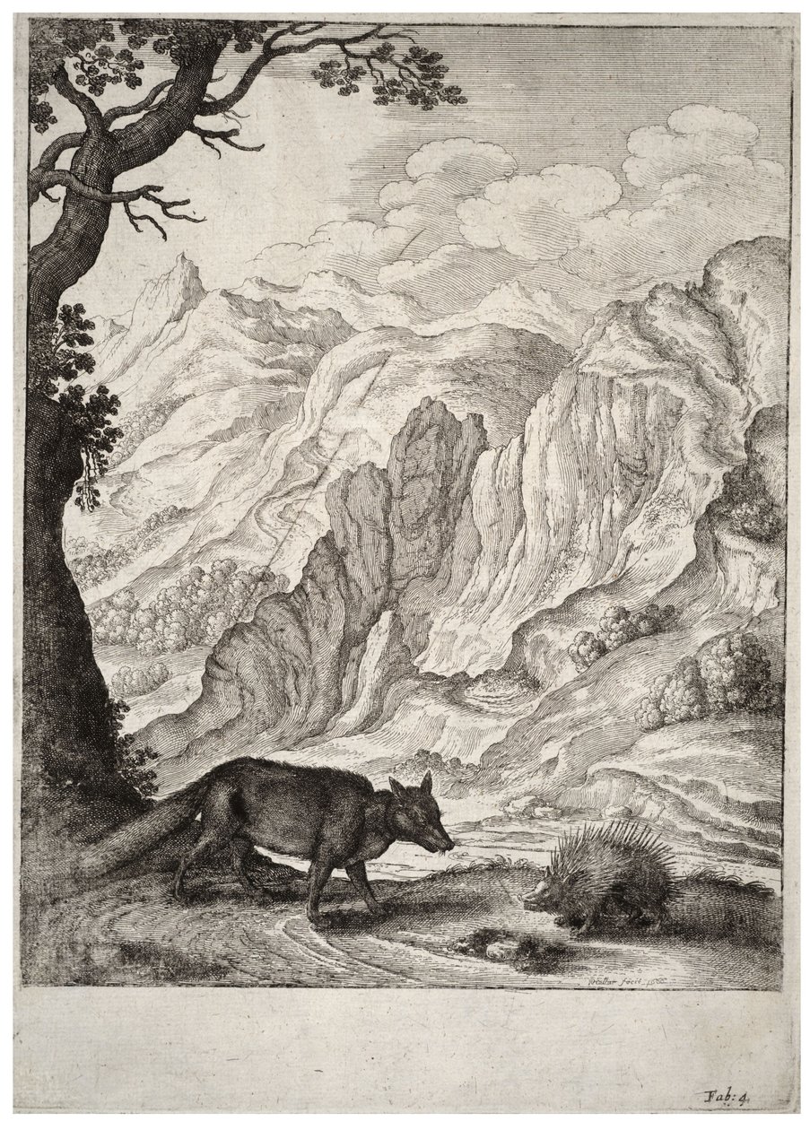 La volpe e il porcospino da Wenceslaus Hollar