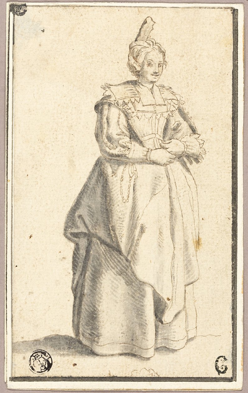 La signora con il piccolo cappello rialzato, da una stampa di La Noblesse da Wenceslaus Hollar