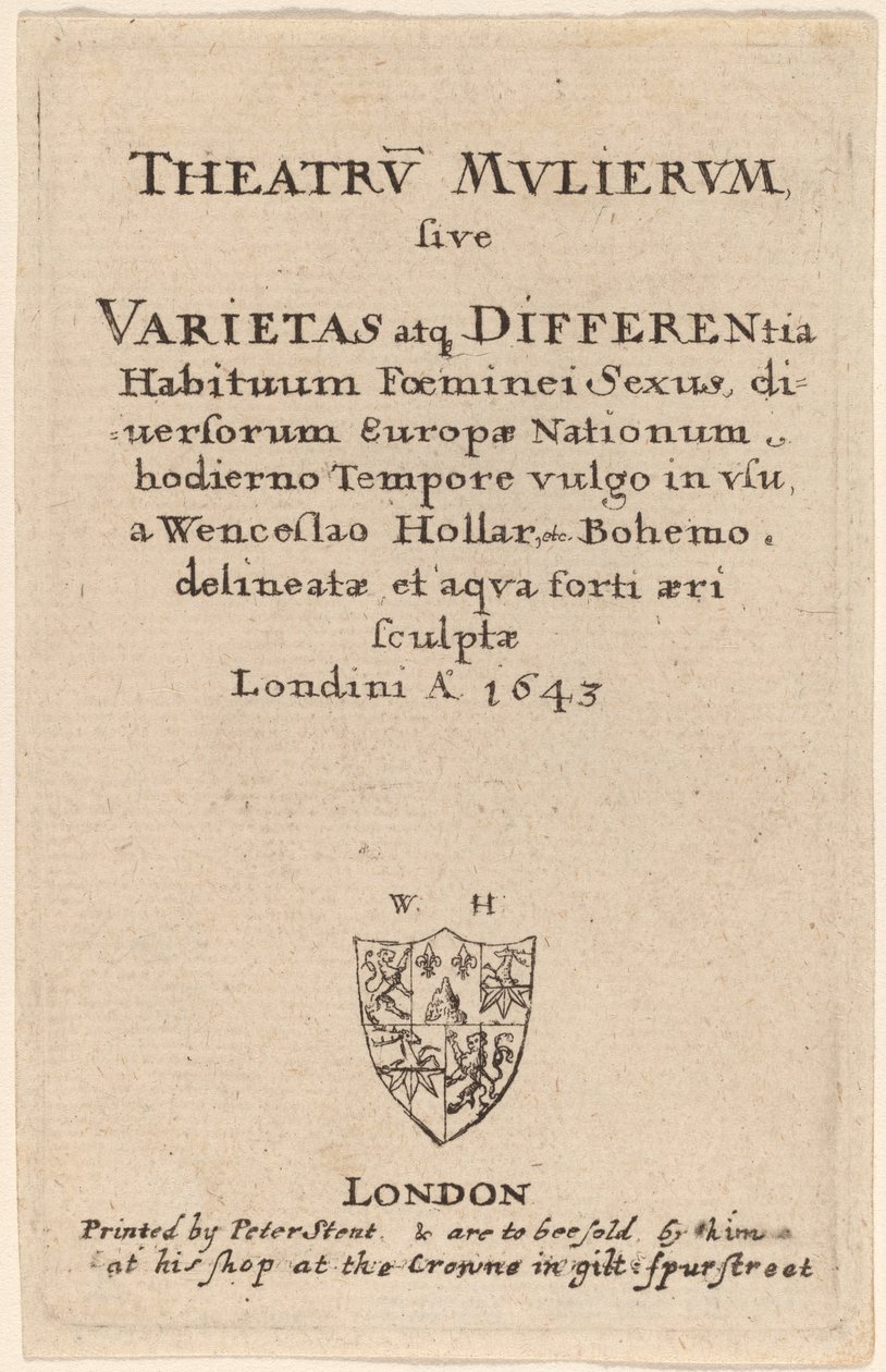 Theatrum mulierum: Pagina del titolo, 1643 da Wenceslaus Hollar