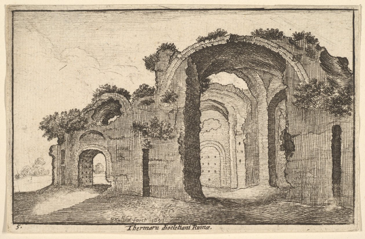 Rovine delle Terme di Diocleziano, 1651 da Wenceslaus Hollar