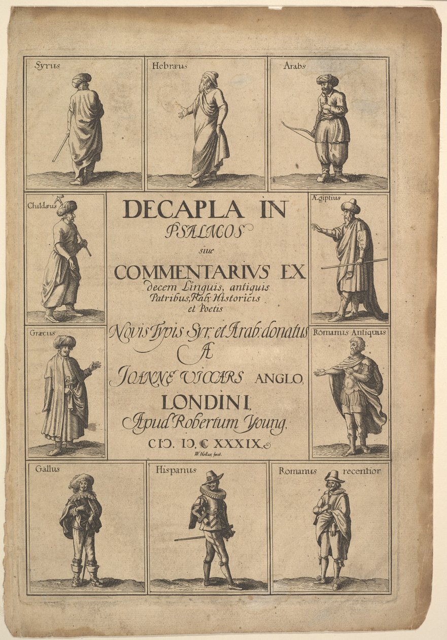 Pagina del titolo: Decapla in Psalmos, 1639 da Wenceslaus Hollar