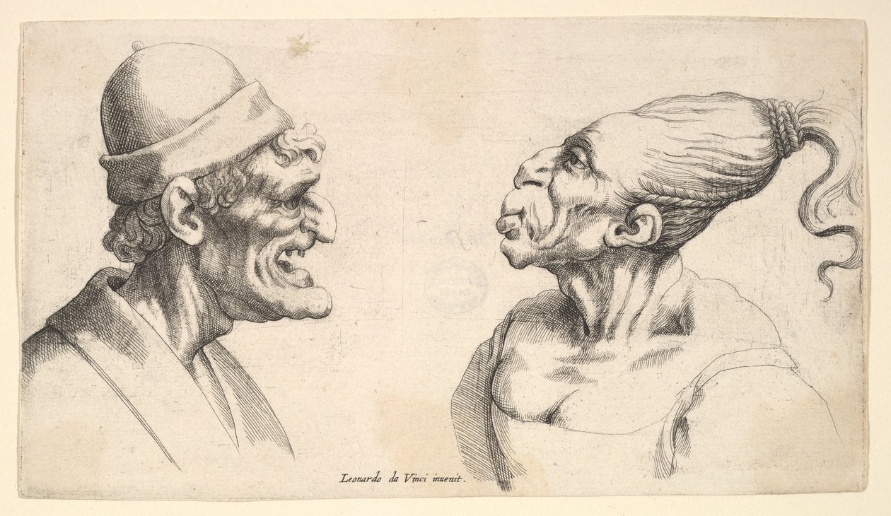 Due teste deformate da Wenceslaus Hollar