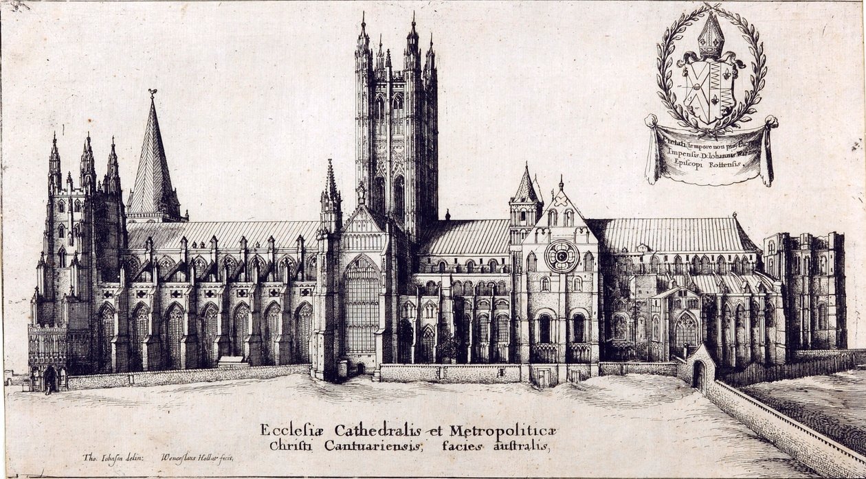 Veduta della Cattedrale di Canterbury da sud, c.1638-66 da Wenceslaus Hollar
