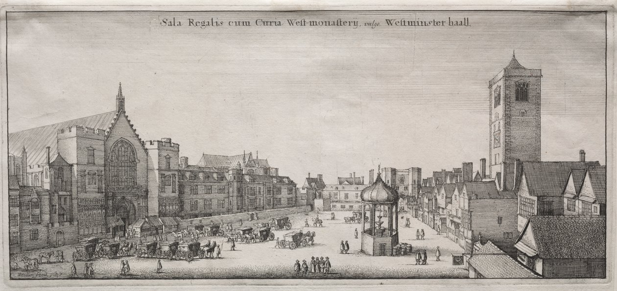 Veduta di Londra: New Palace Yard con Westminster Hall e la Clock House da Wenceslaus Hollar