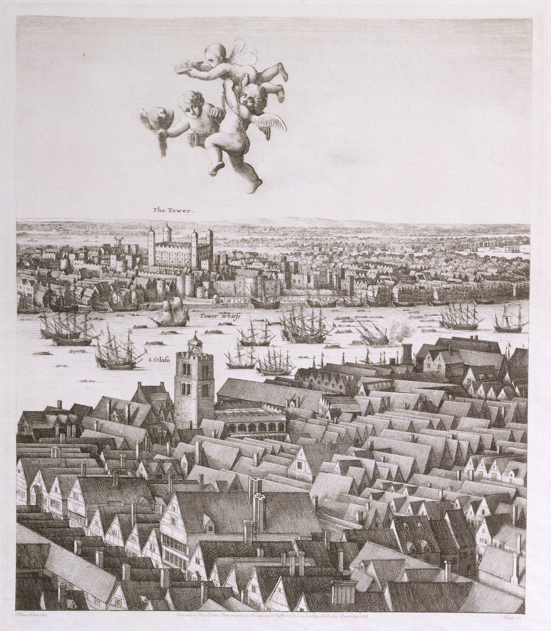 Veduta di Londra, pubblicata nel 1647 (facsimile) (dettaglio) da Wenceslaus Hollar