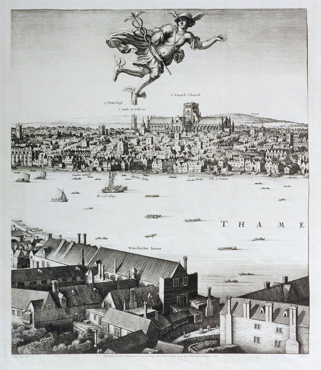 Veduta di Londra, pubblicata nel 1647 (copia facsimile) (dettaglio) da Wenceslaus Hollar