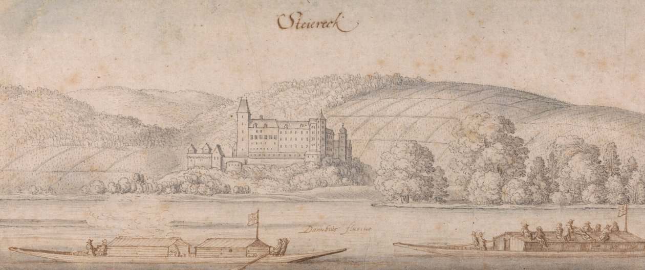 Vista di Steiereck sul Danubio da Wenceslaus Hollar