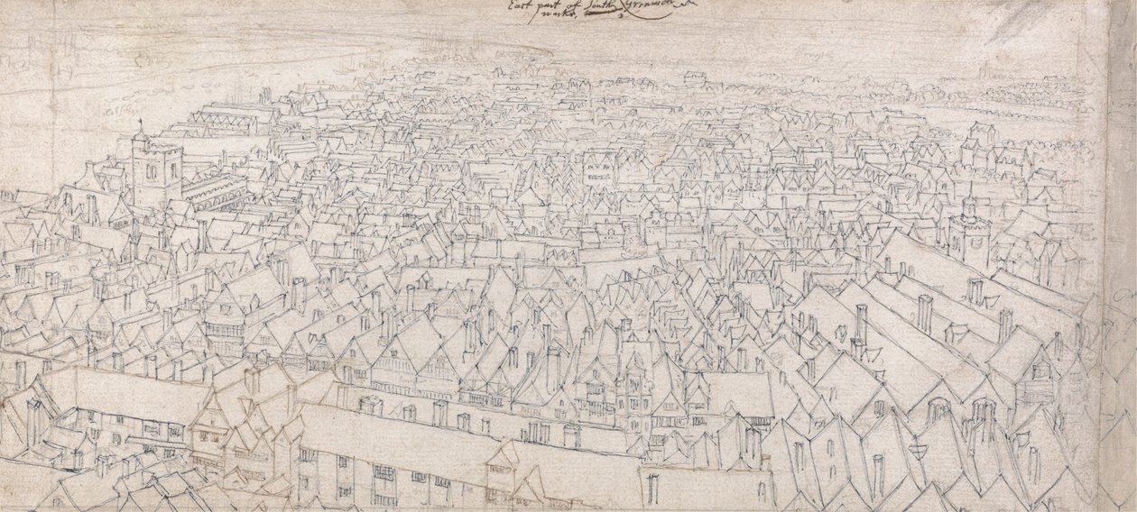 Veduta della parte est di Southwark, guardando verso Greenwich da Wenceslaus Hollar