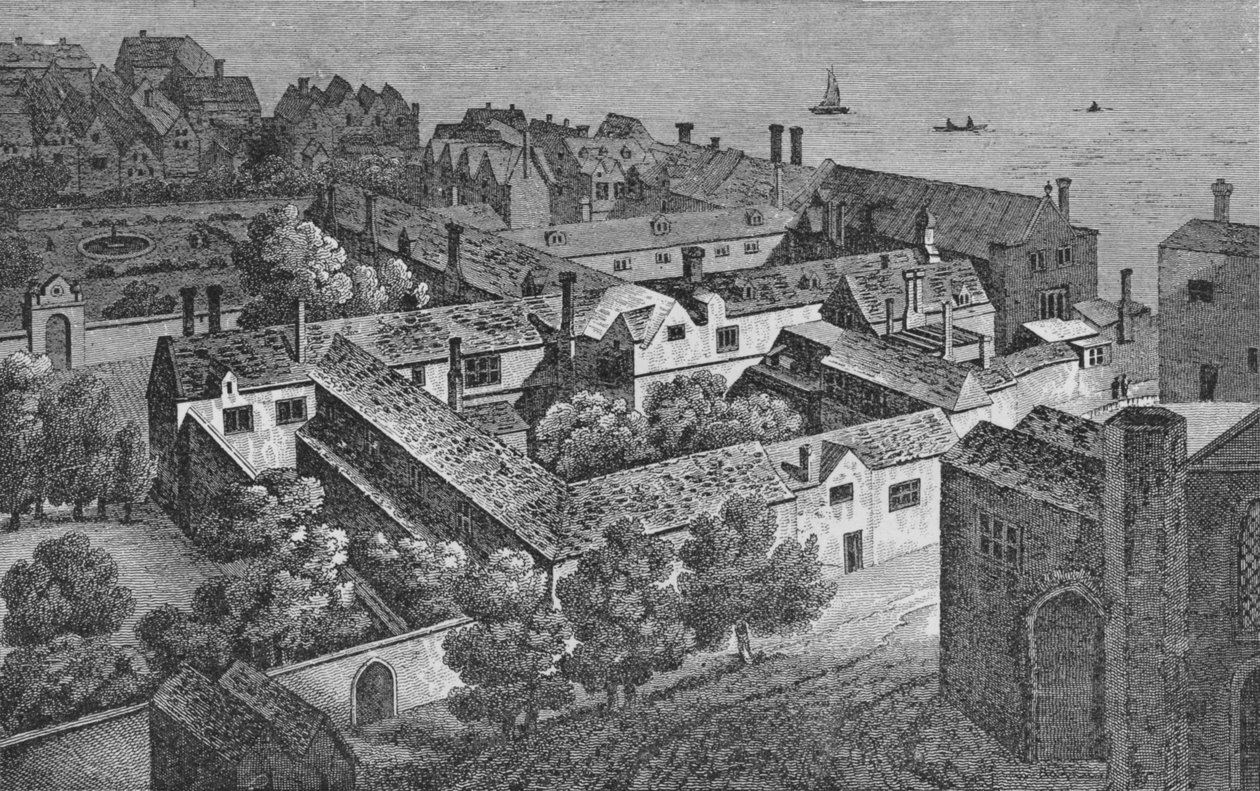 Winchester House, Southwark, circa 1649, dalla torre di St. Saviours, c1812, 1912 da Wenceslaus Hollar
