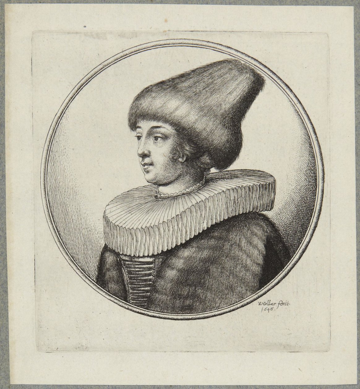 Donna con un berretto di pelliccia a punta da Wenceslaus Hollar
