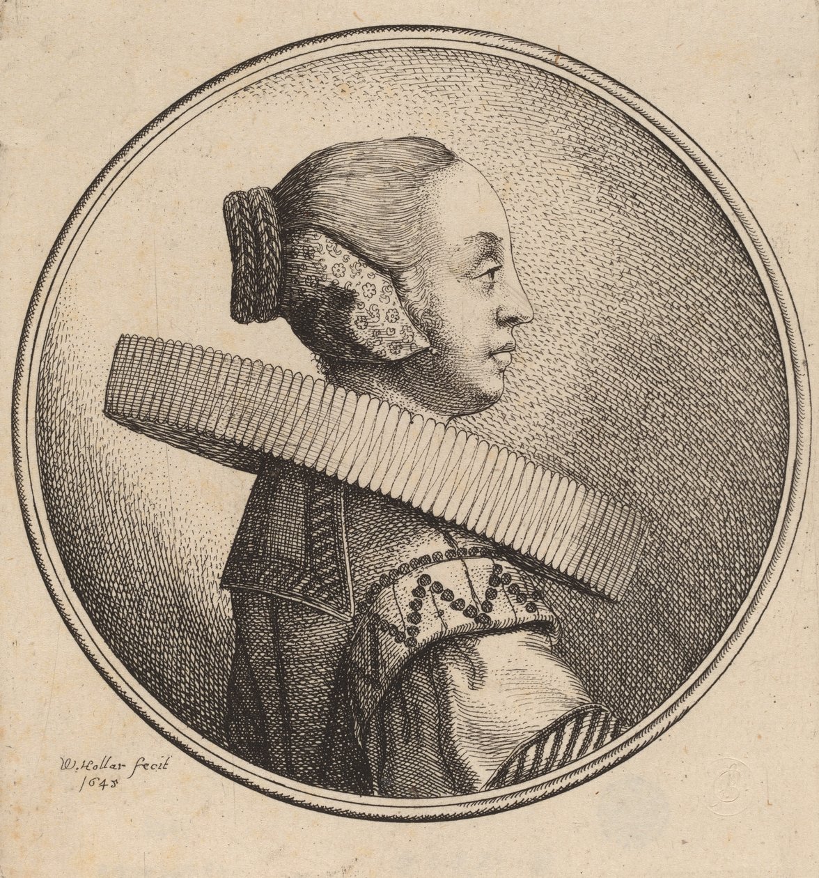 Donna con un colletto in profilo, 1643 da Wenceslaus Hollar