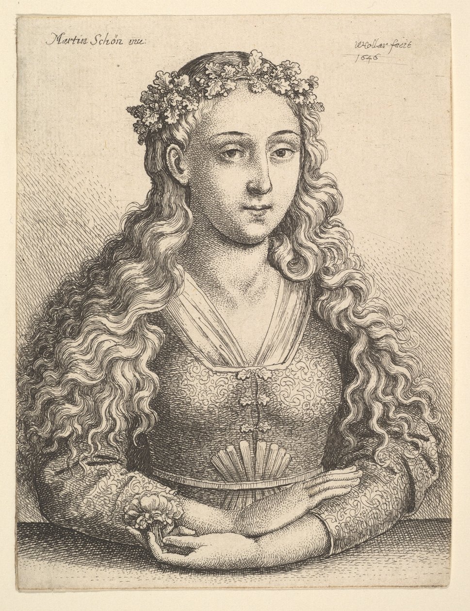 Donna con una Corona di Foglie di Quercia da Wenceslaus Hollar