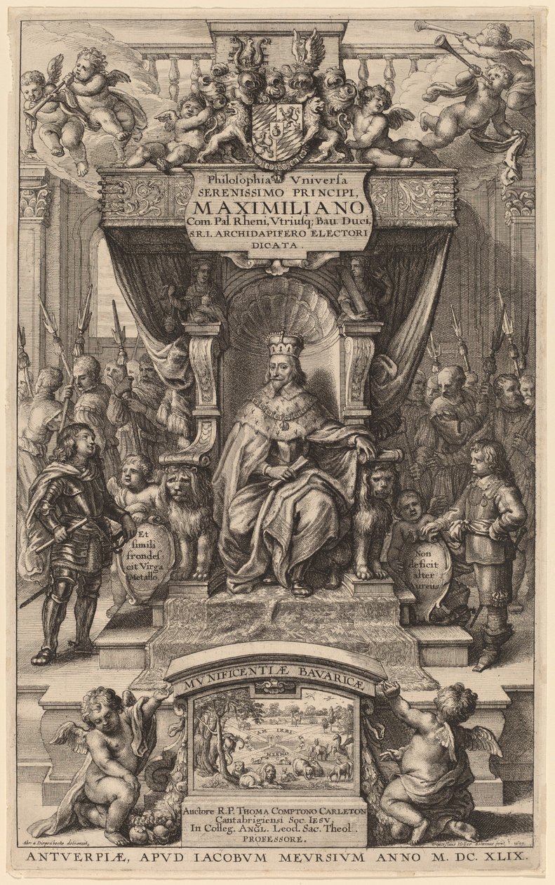 Pagina del titolo di "Philosophia Universia" da Wenceslaus Hollar after Abraham van Diepenbeeck