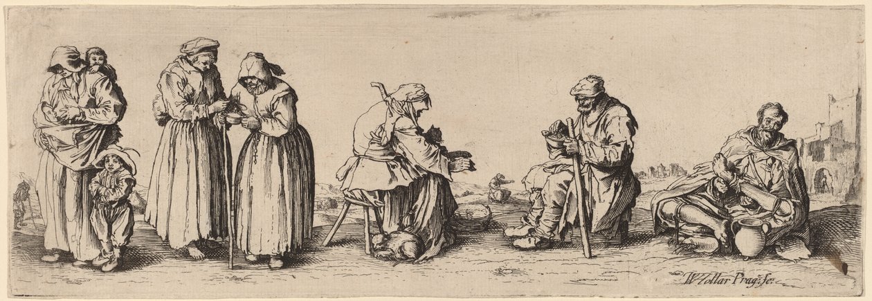 Sei Mendicanti, Uomini e Donne da Wenceslaus Hollar after Jacques Callot