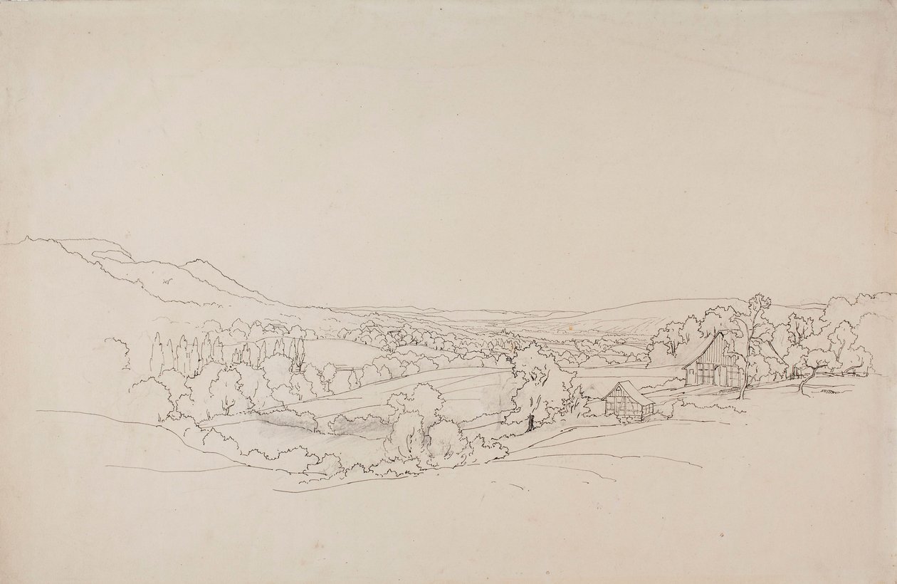Paesaggio ondulato con case a traliccio da Werner Holmberg