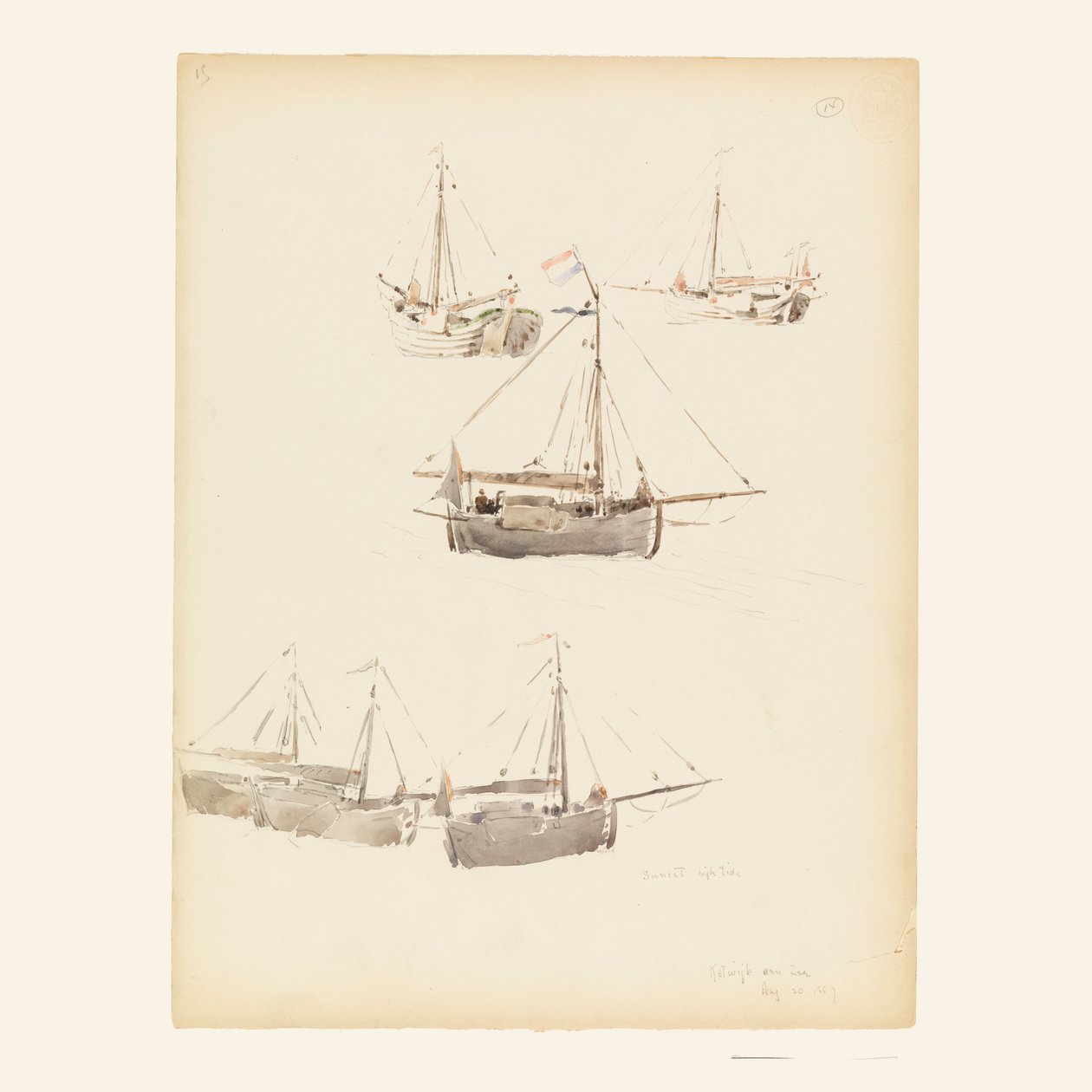 Disegno, chiatte olandesi, 20 agosto 1887 da Whitney Warren Jr.