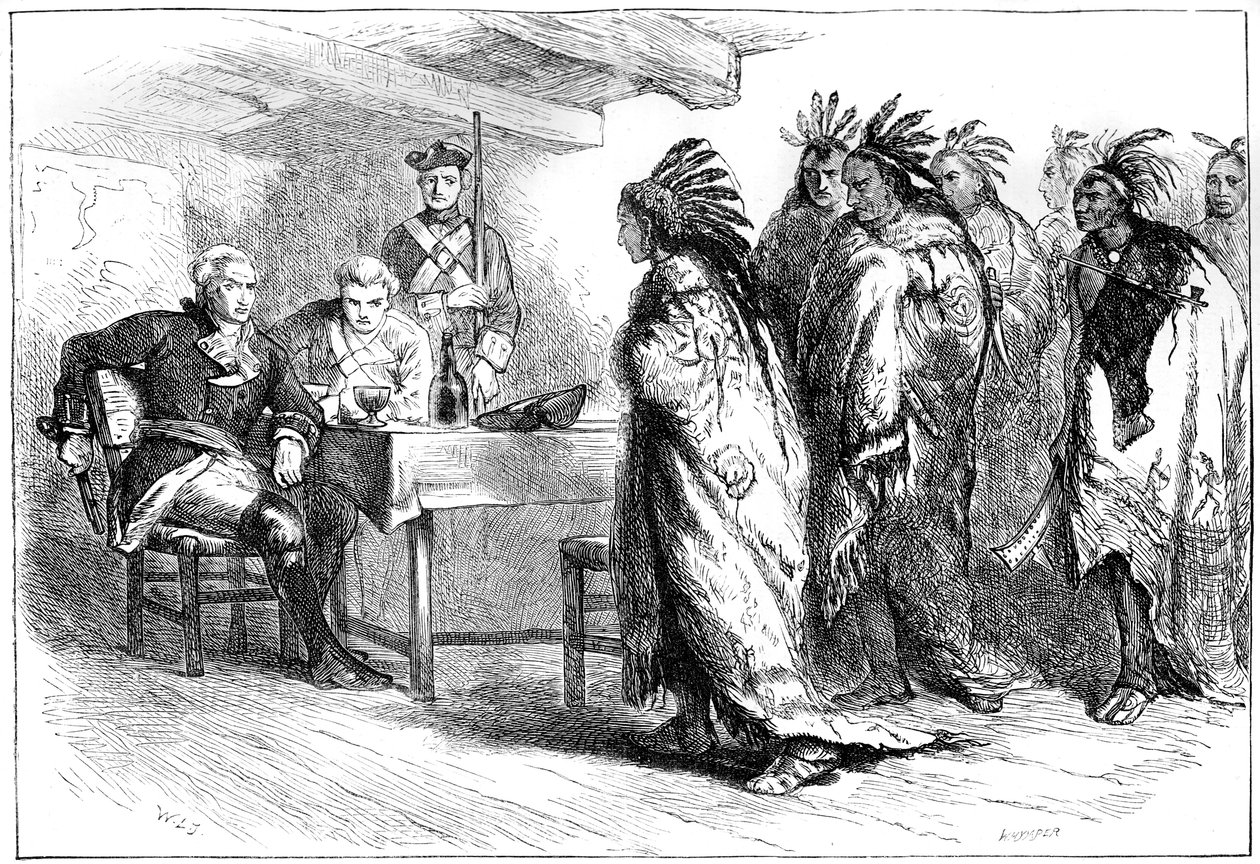 Visita di Pontiac e degli indiani al maggiore Gladwin, 1763 da Whymper