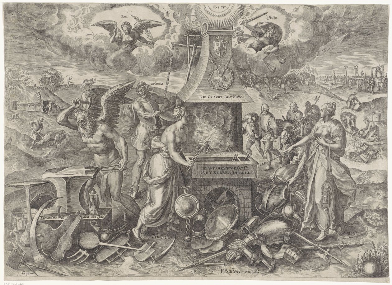 Il potere della pace, 1577 (Die Cracht des Peys, Allegorie sulla rinnovata pace nei Paesi Bassi) da Wierix