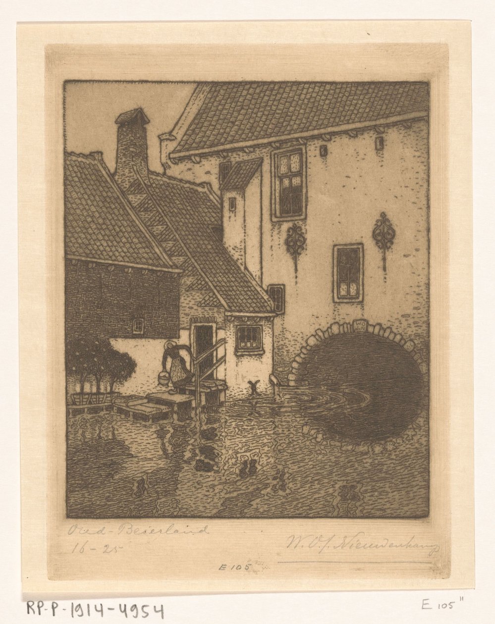 Facciata posteriore del municipio di Oud-Beijerland da Wijnand Otto Jan Nieuwenkamp (signed by artist)