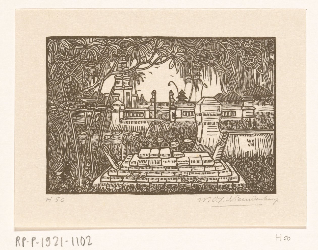 Cimitero a Singaraja a Bali da Wijnand Otto Jan Nieuwenkamp (signed by artist)