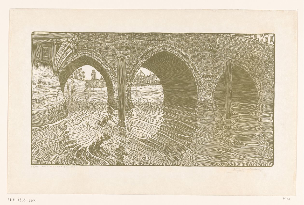 Ponte a Mechelen da Wijnand Otto Jan Nieuwenkamp (signed by artist)