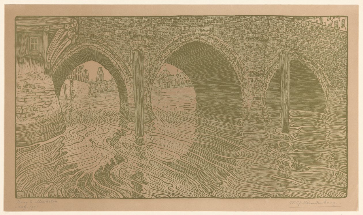 Ponte a Mechelen da Wijnand Otto Jan Nieuwenkamp (signed by artist)