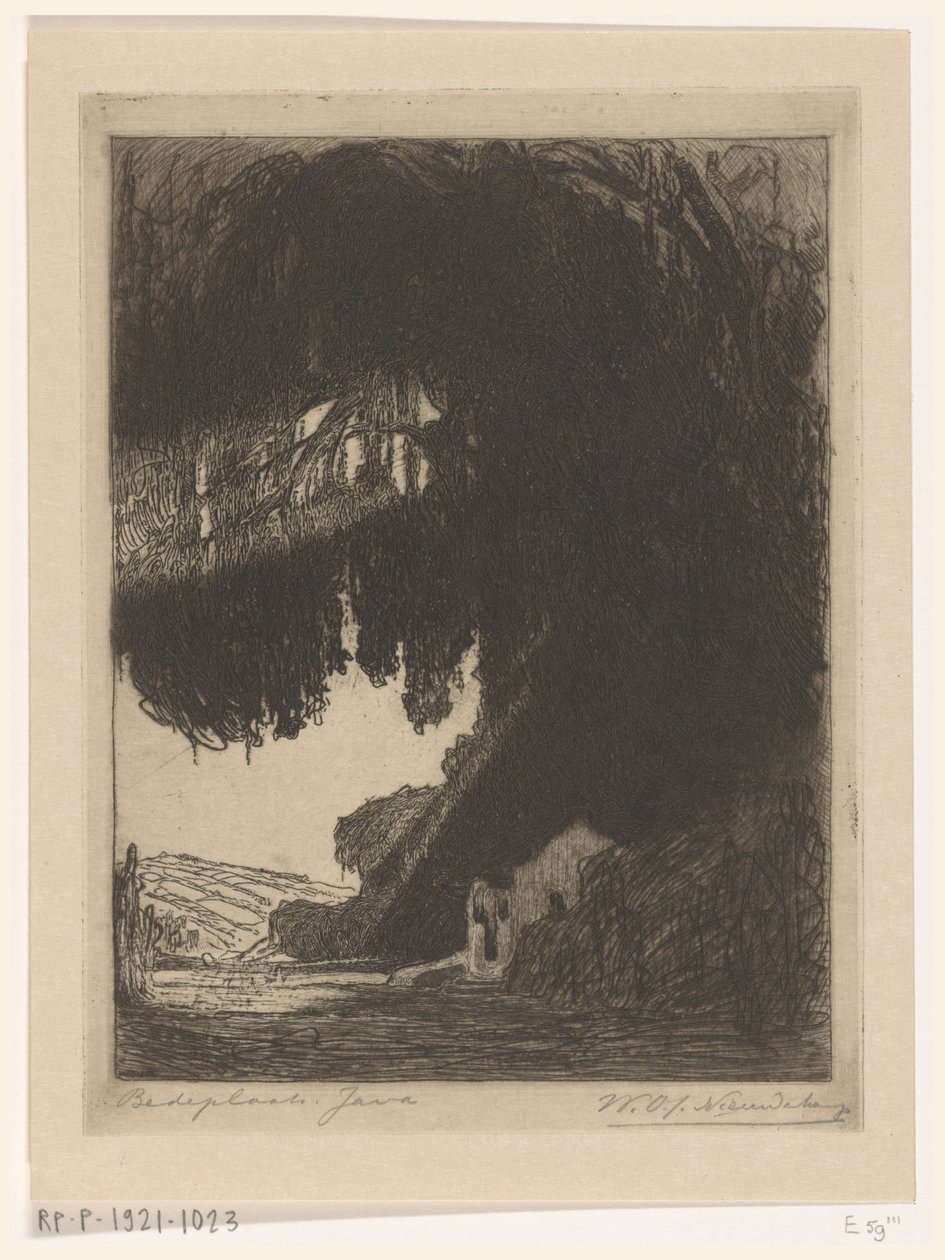 Cappella cinese nei dintorni di Semarang a Giava da Wijnand Otto Jan Nieuwenkamp (signed by artist)