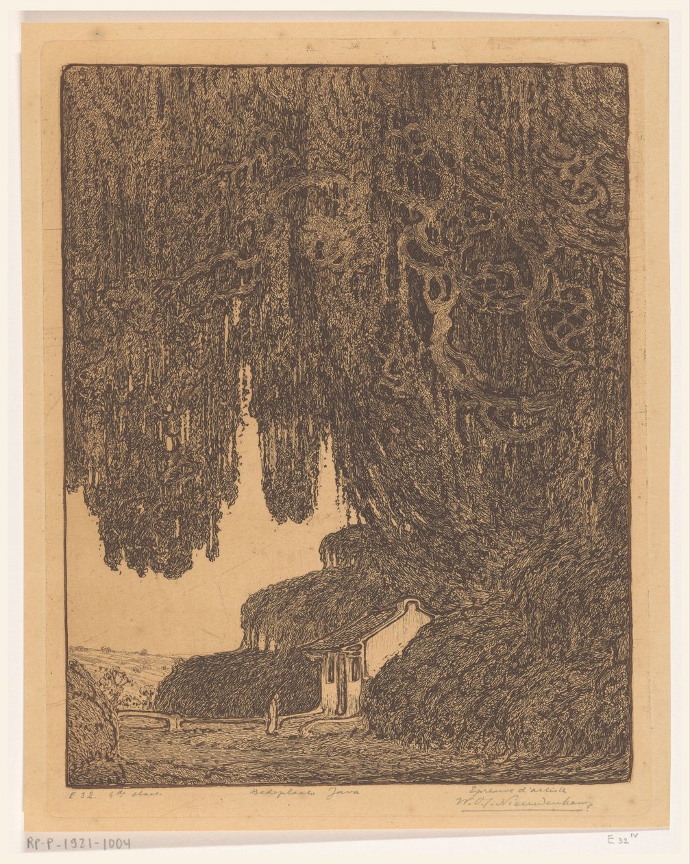 Cappella cinese nei dintorni di Semarang a Giava da Wijnand Otto Jan Nieuwenkamp (signed by artist)