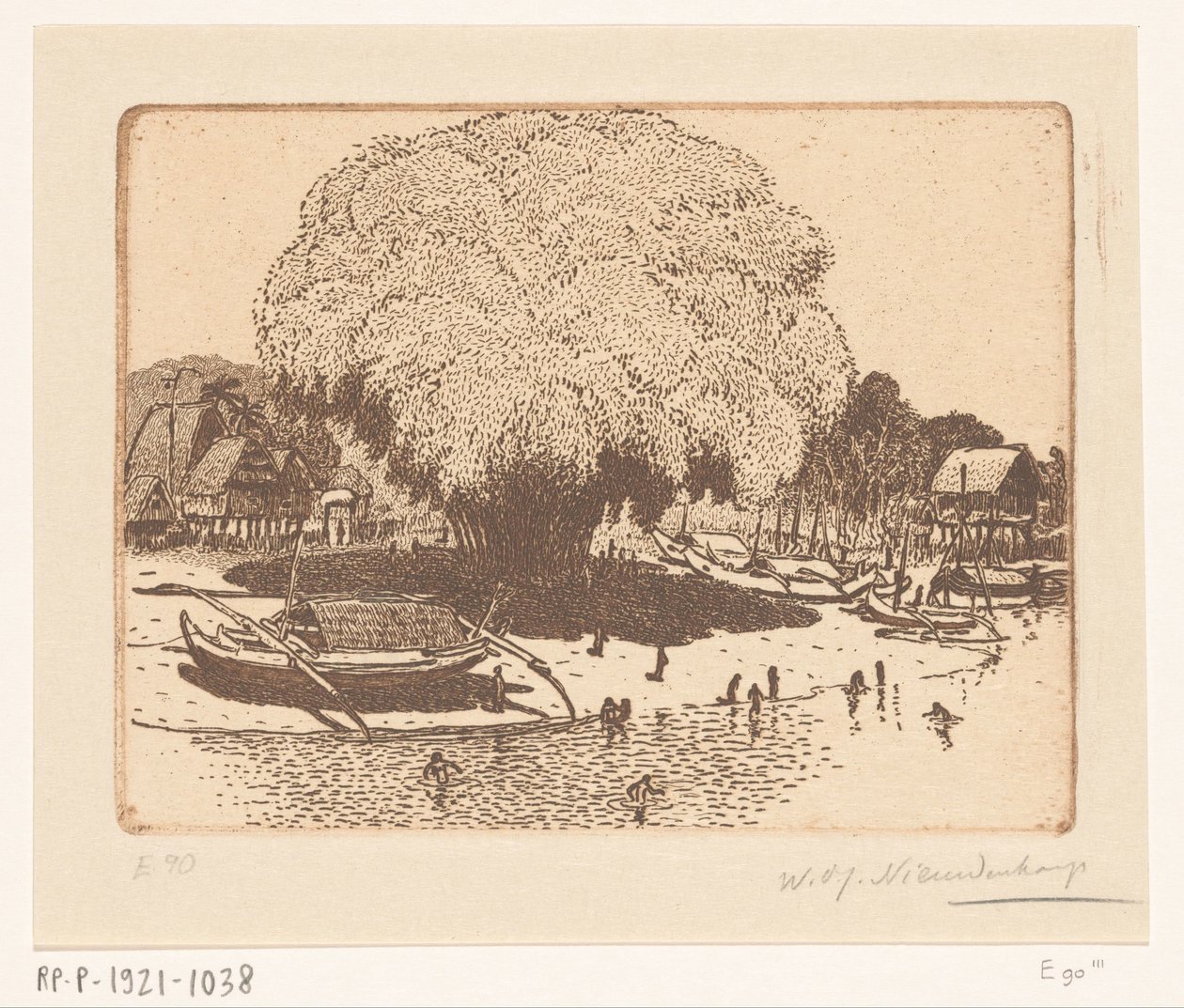 Veduta di Loloan Barat a Bali da Wijnand Otto Jan Nieuwenkamp (signed by artist)
