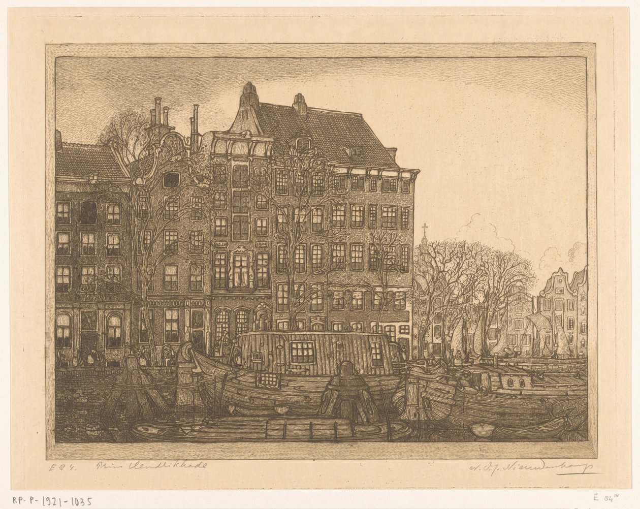 Case sul Prins Hendrikkade ad Amsterdam da Wijnand Otto Jan Nieuwenkamp (signed by artist)