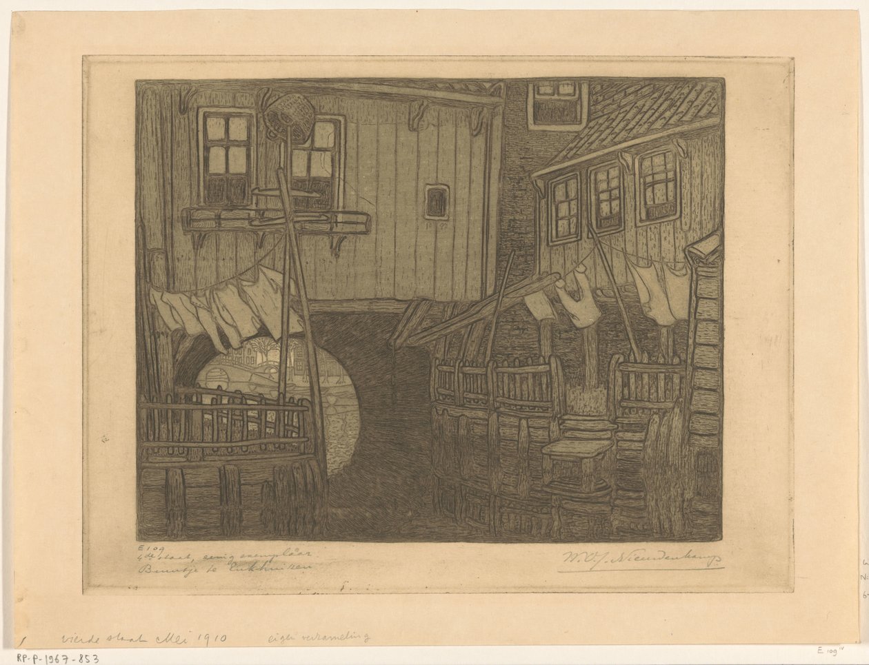Case al porto di Enkhuizen da Wijnand Otto Jan Nieuwenkamp (signed by artist)